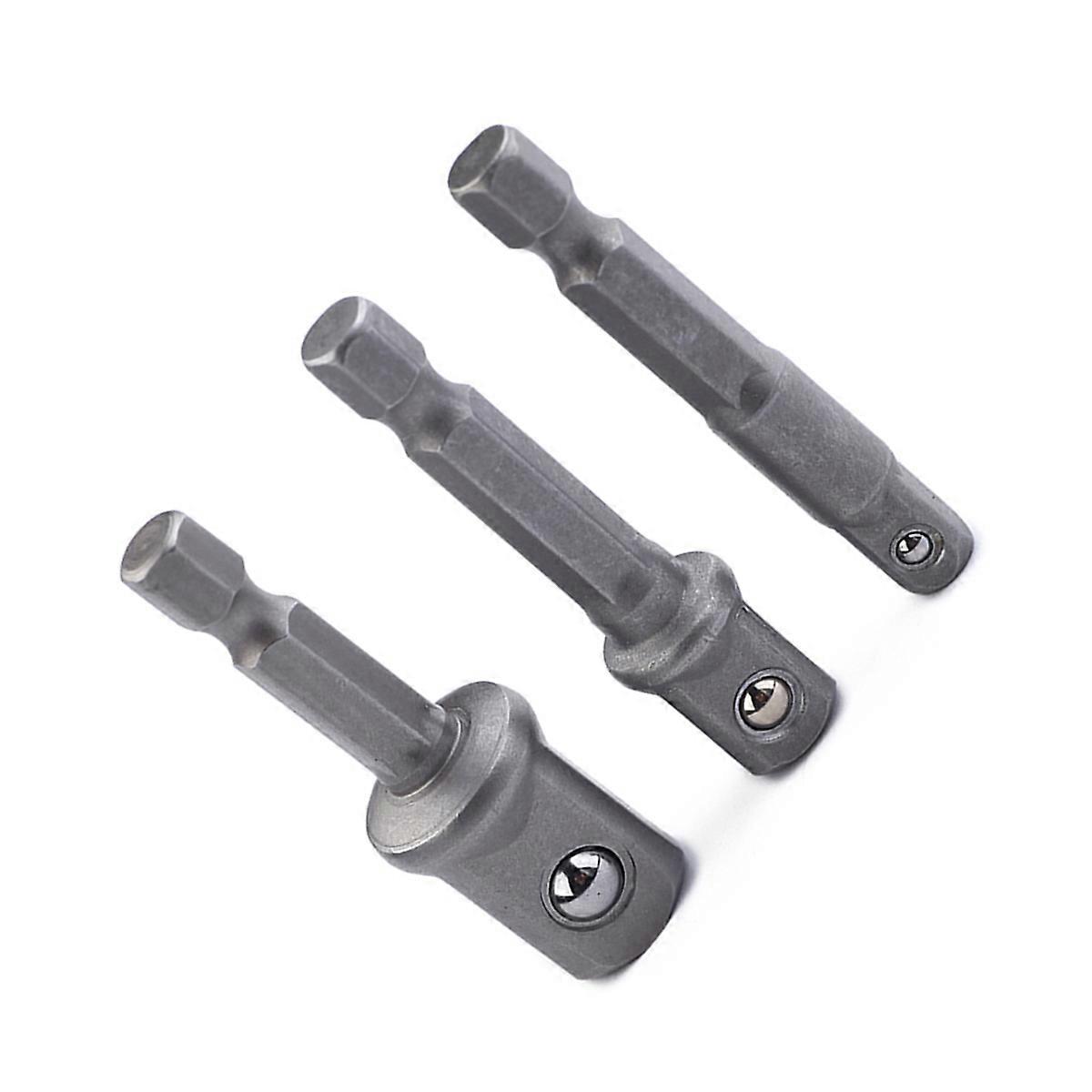 3 件套筒适配器套装 1/4“ 3/8” 1/2“ 方形冲击套筒延长连接器电动钻头适配器(短)