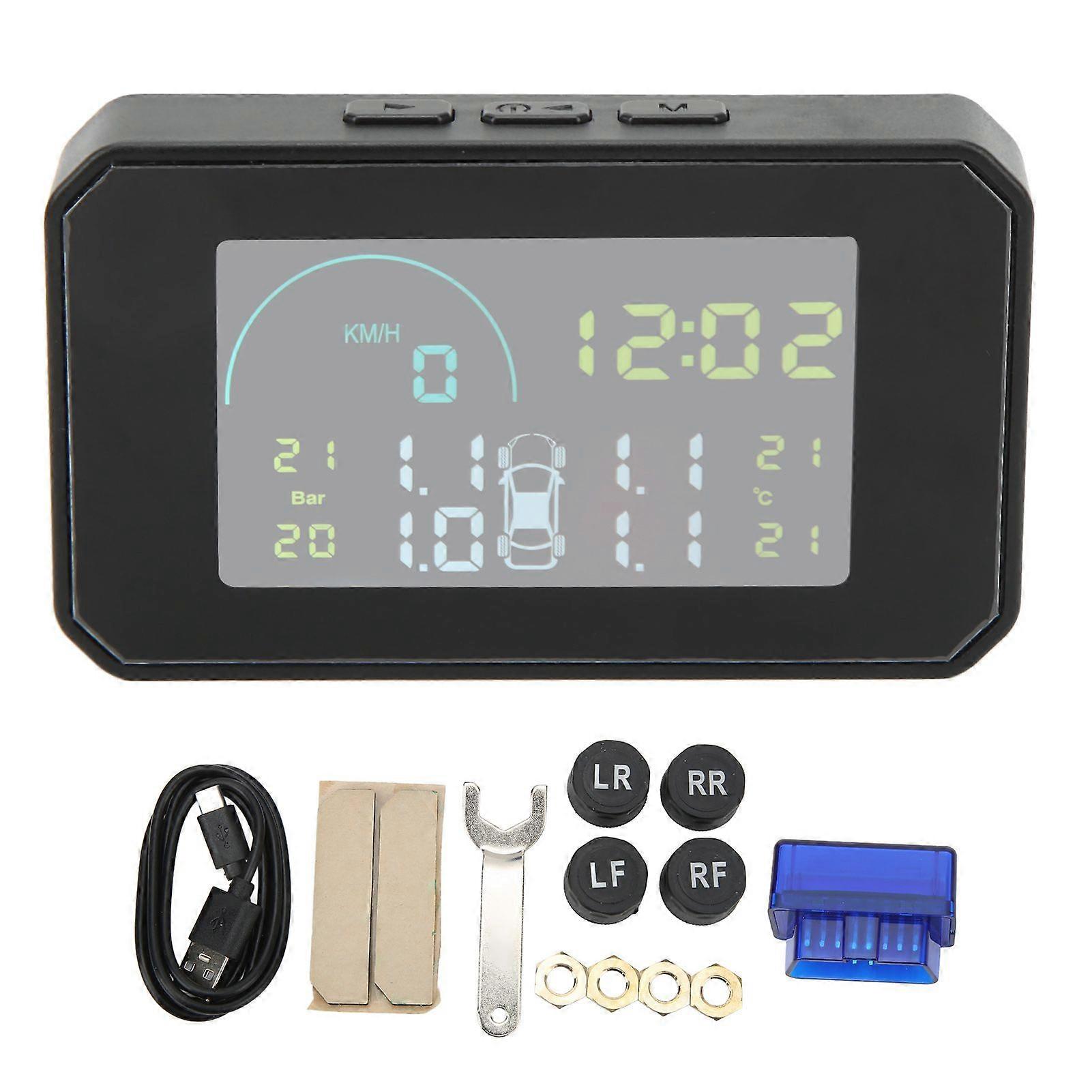 RV Truck Trailer TPMS with 4 External Sensors Solar Powered