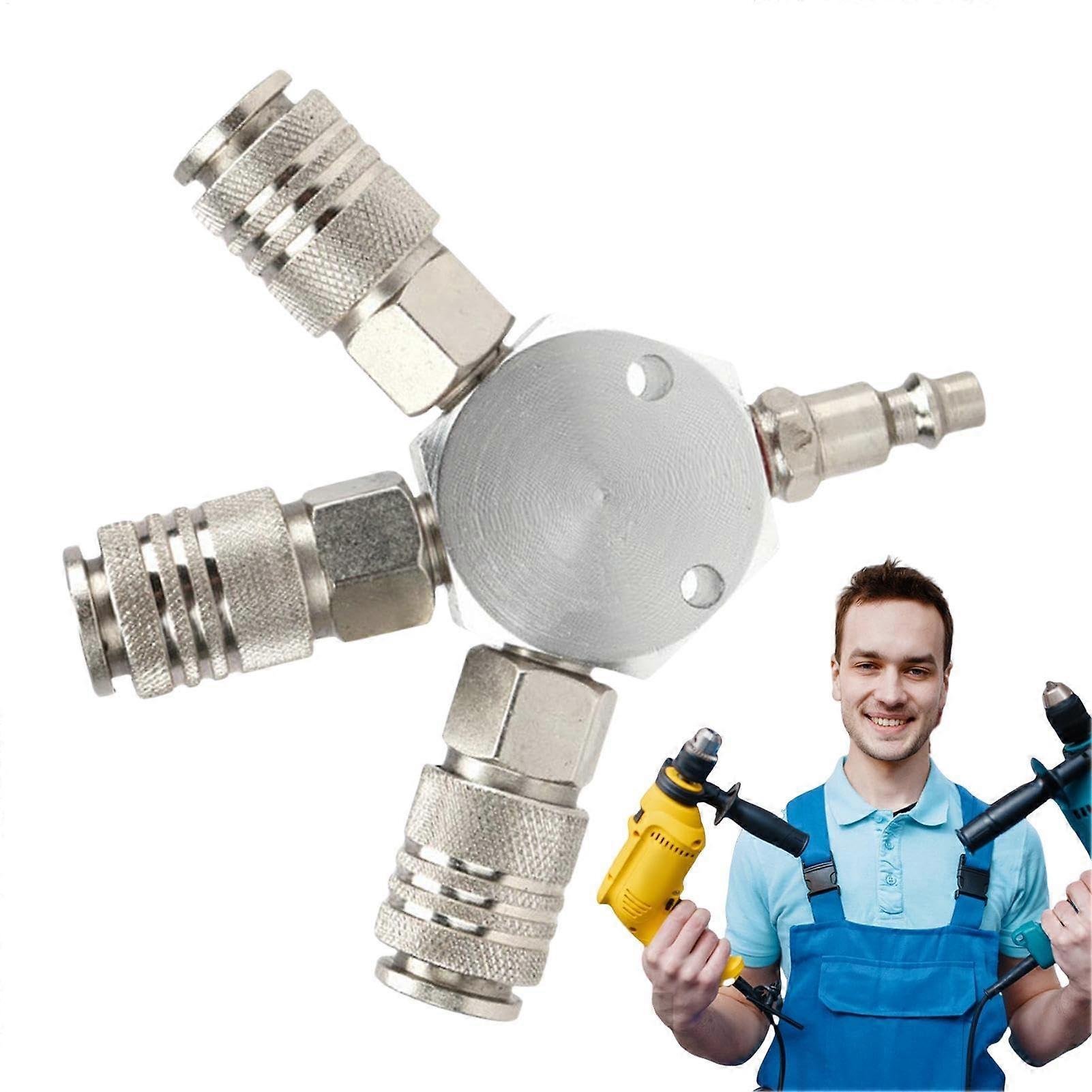 3-Way Air Hose Splitter, Air Compressor Distributor, 3-Way Quick-Connect Adapters, Versatile Compressor Accessory