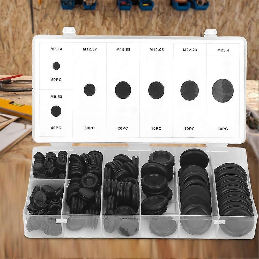 Gummi Grommet Kit 170 Pcs Black Rubber Electrical Wiring Sealing Set Wire Hole Grommets for Cables and Wires