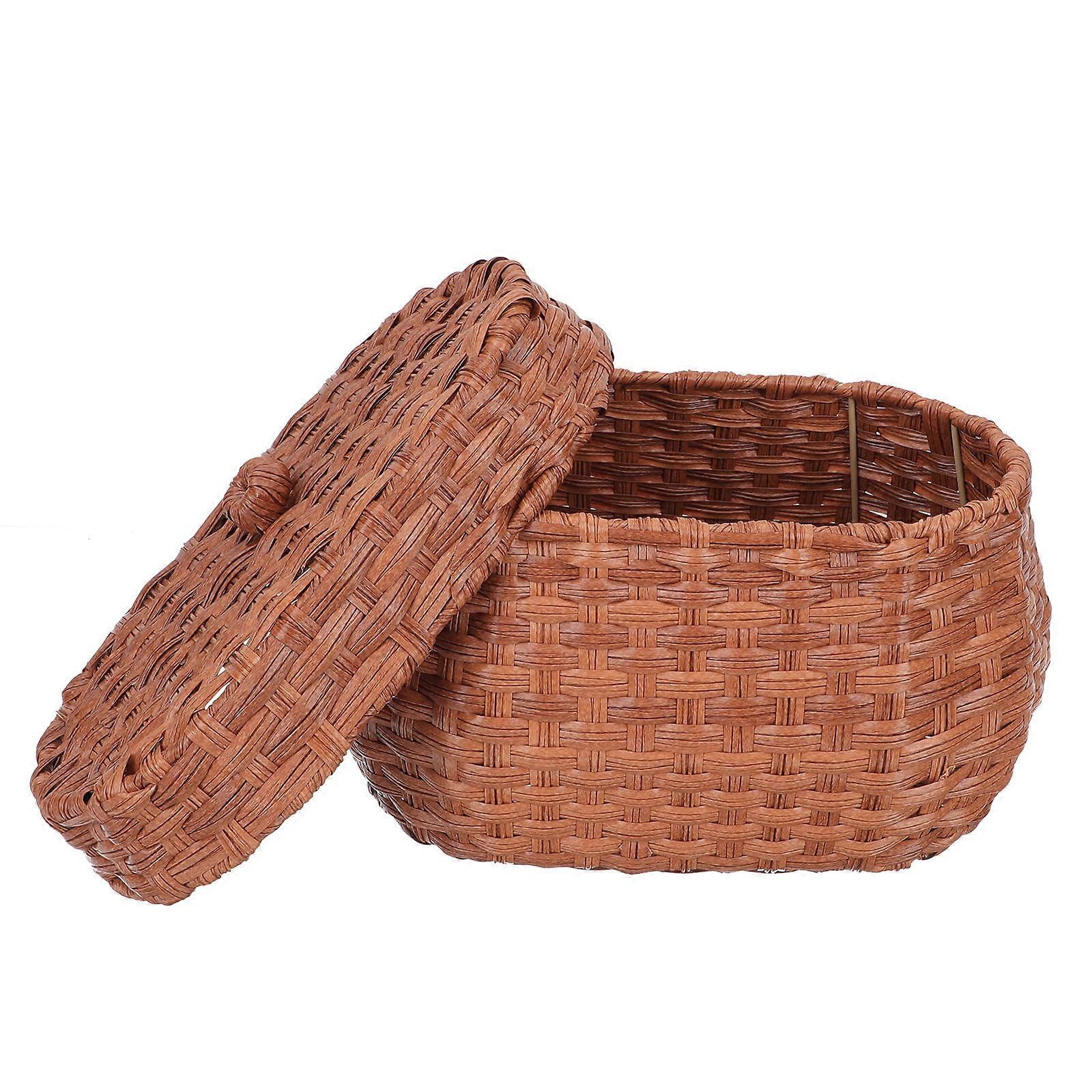 Imitation Rattan Egg Storage Basket, Decorative Countertop Container for Organizing Foods