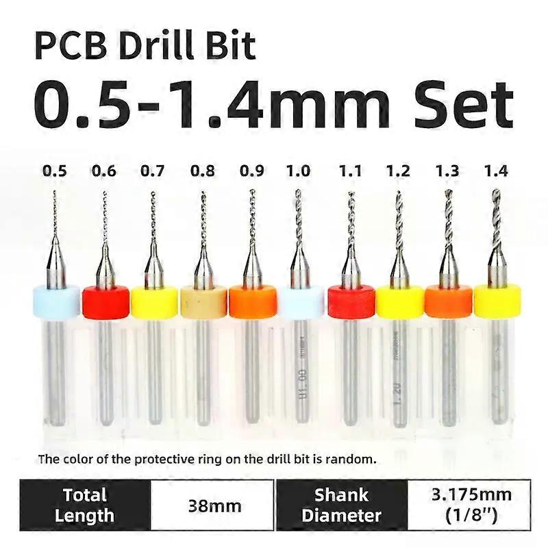 10pcs 05-14mm Small PCB Drill Bits Set Tungsten Steel Drills For Printed Circuit Board CNC Metal Drilling Tools 3175mm Shank