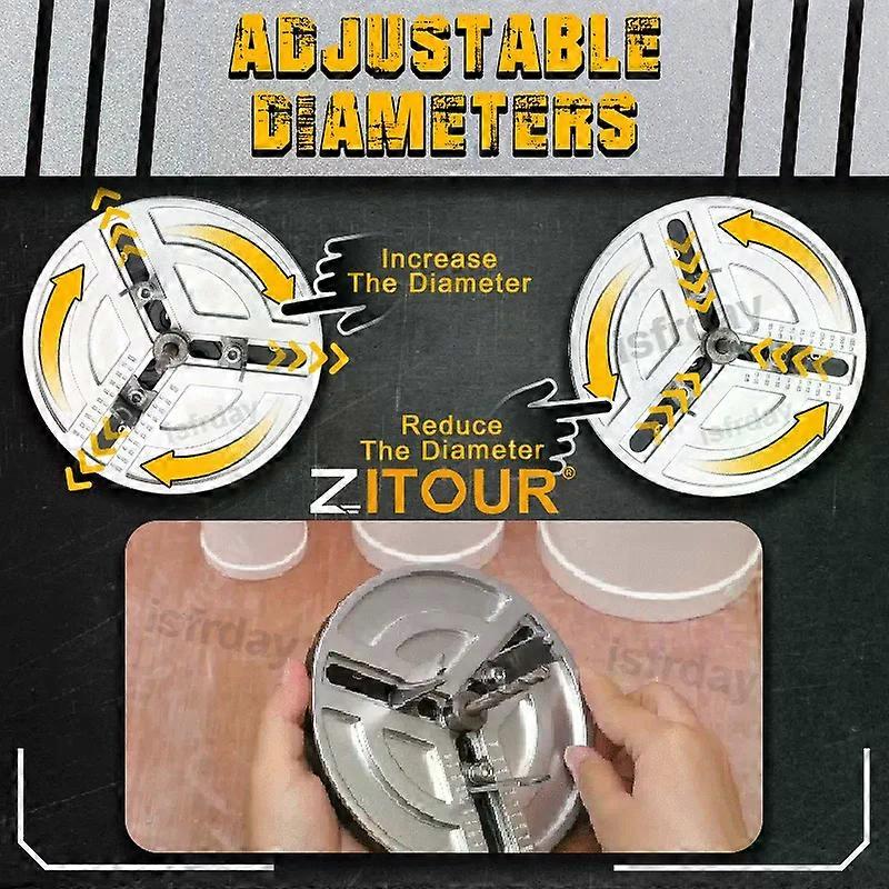 ZezzoAdjustable Punching Saw Adjustable Cutting Diameter 45-130MM Easy & Fast Hole Opener Smooth Cutting Woodworking Tools