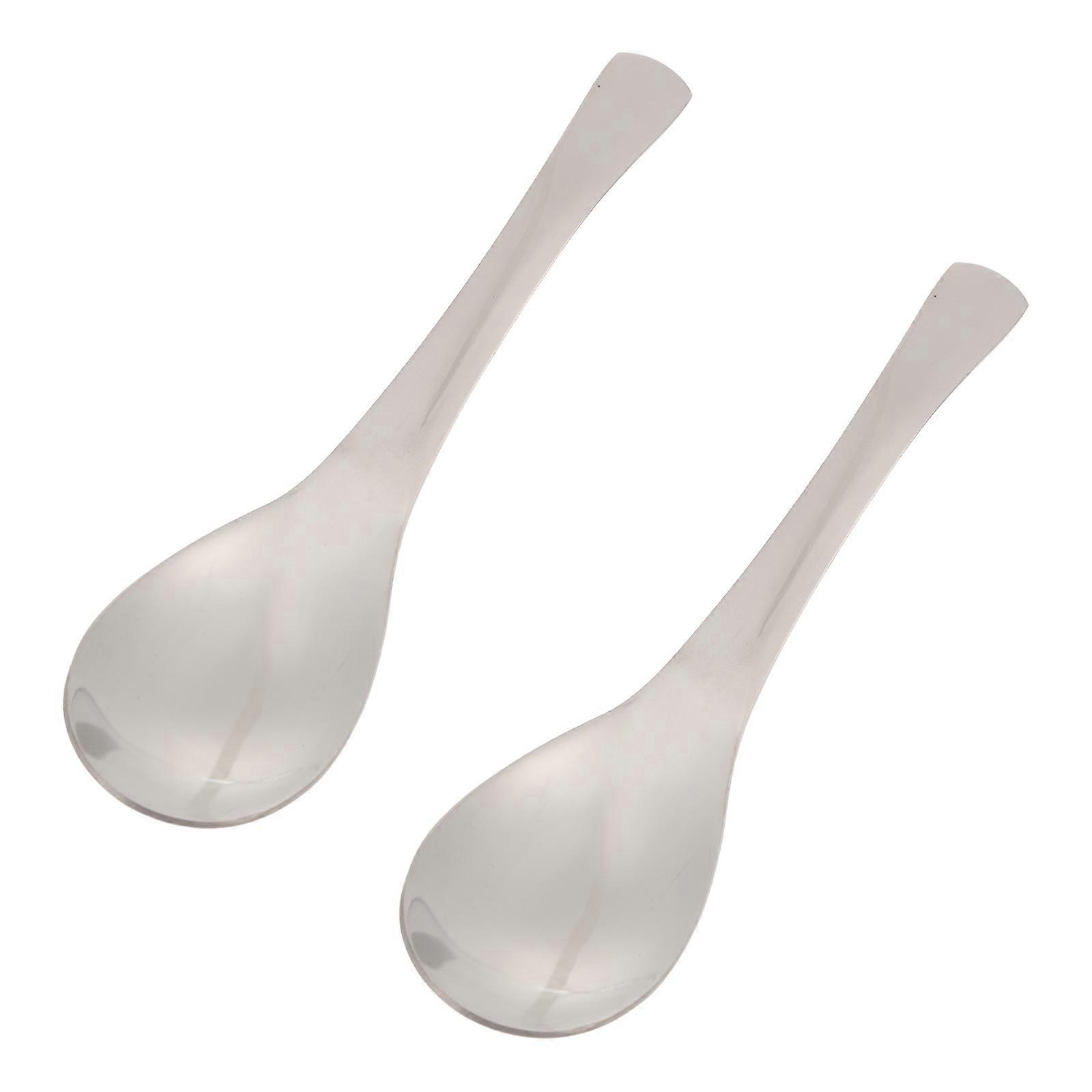 Stainless Steel Soup Spoons with Comfortable Handles for Home Use Silver 2Pcs