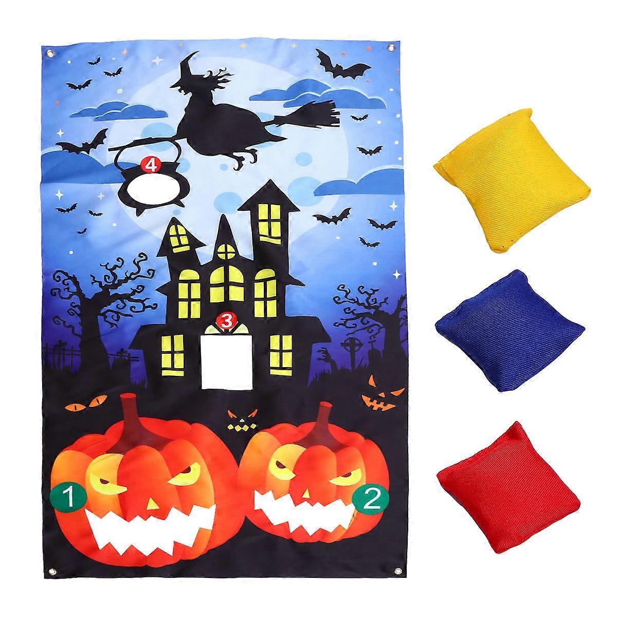 Sandbag Toss Games Flag Portable Halloween Game Banner Crafted For Kids Premium Cloth 1Set