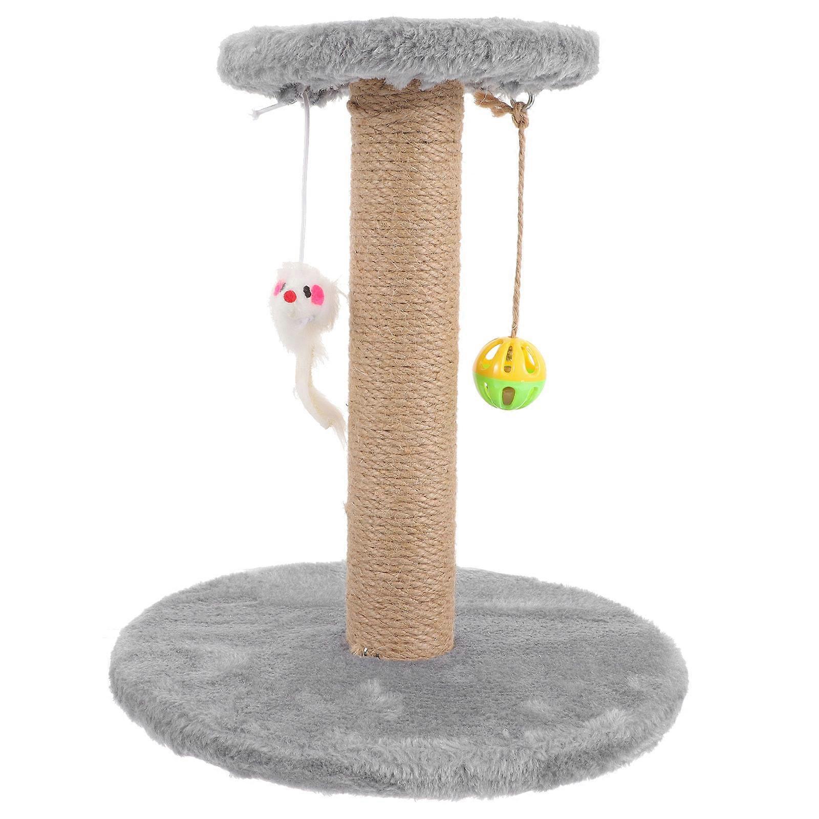 Grey Cat Scratching Post with Sisal Rope for Indoor Cats to Relax Exercise and Have Fun