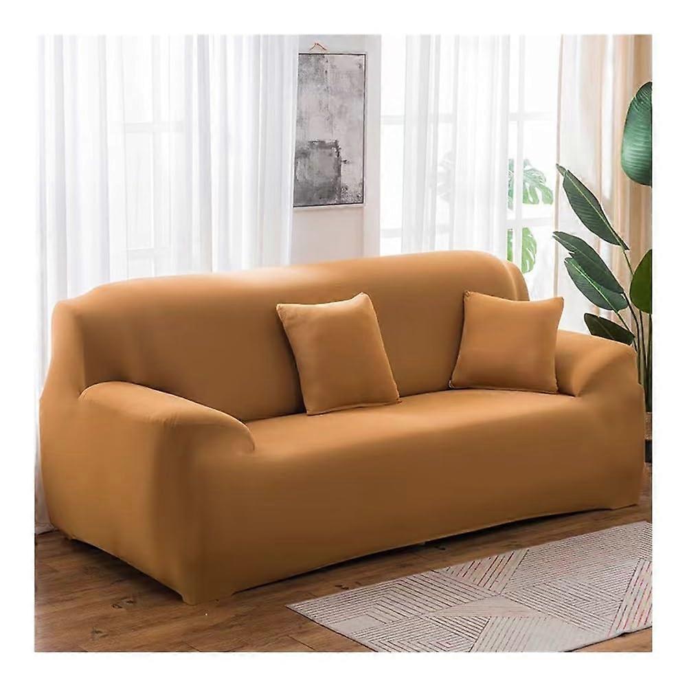 Solid Color Elastic Sofa Covers Spandex Sectional Corner 2seat Camel