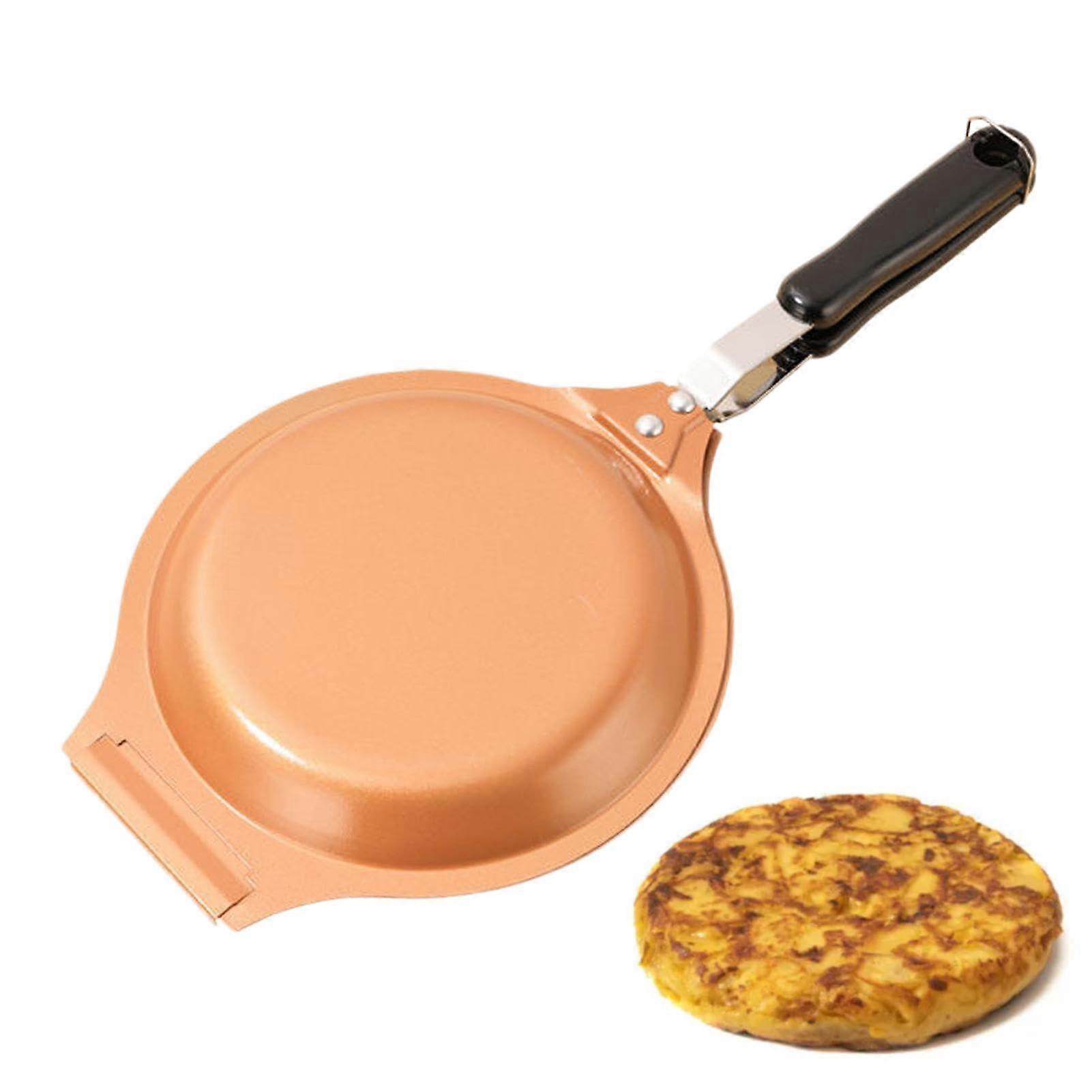 Non Stick Egg Pan, Nonstick Omelet Pans, Non Spill Double Omelette Pancake Maker 7.5' Non Stick Skillets for Home Camping Picnic, Frying Steaks, US