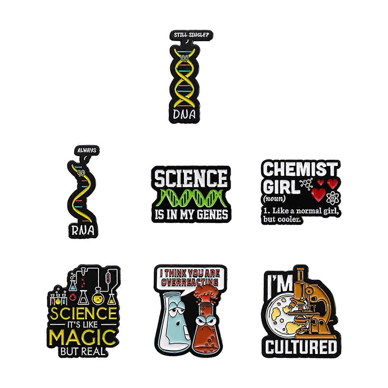 7 PCs Creative Brooch Badge Structure Brooch Lapel Pins Chemistry Biology Series Pins