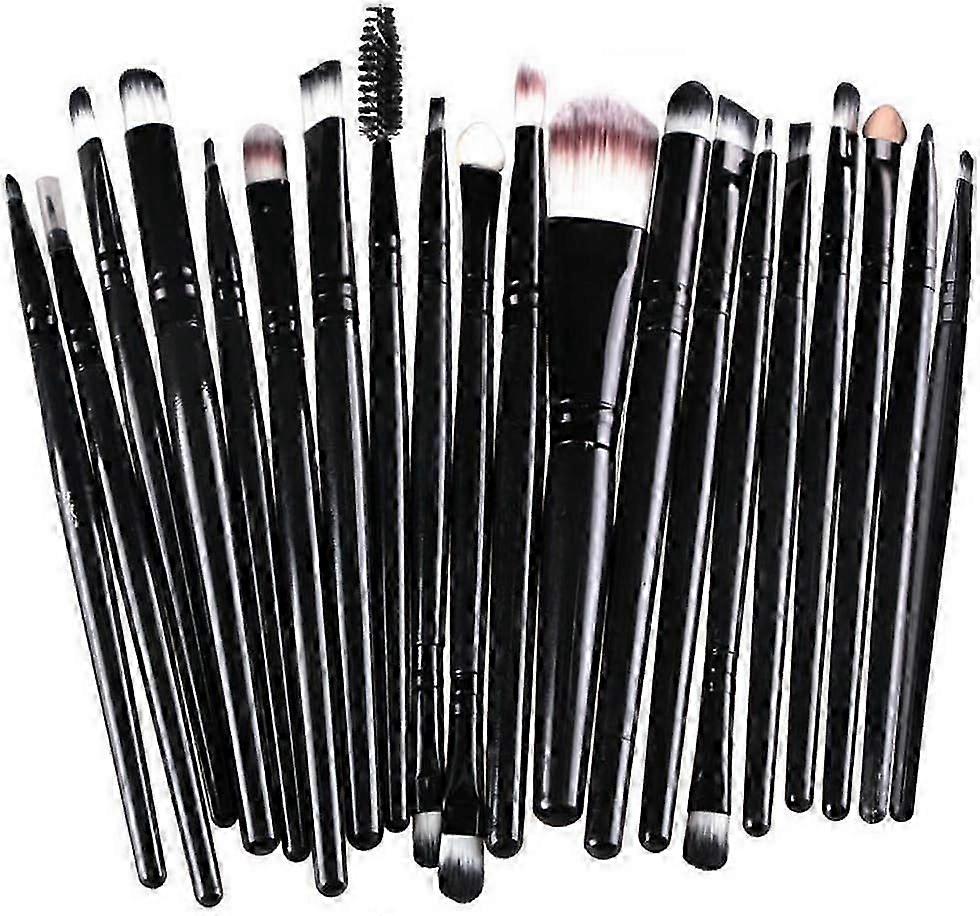 Make-up Borstel Set 20 Stuks Professionele Gezicht Eyeliner Foundation Blush Concealer Oogschaduw (Zwart)