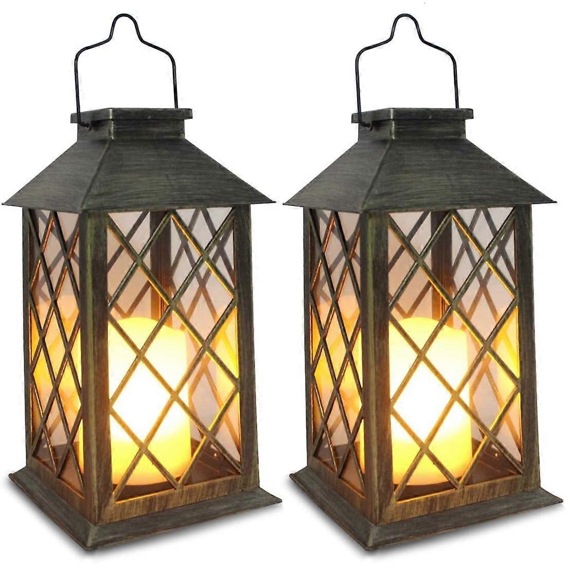 Solar Lantern, Outdoor Lanterns, Warm White Waterproof Lights, 2 Pack