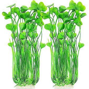 Large Aquarium Plants, 2 Artificial Plastic Fish Tanks Plant Decoration (15.75 Inches Tall)