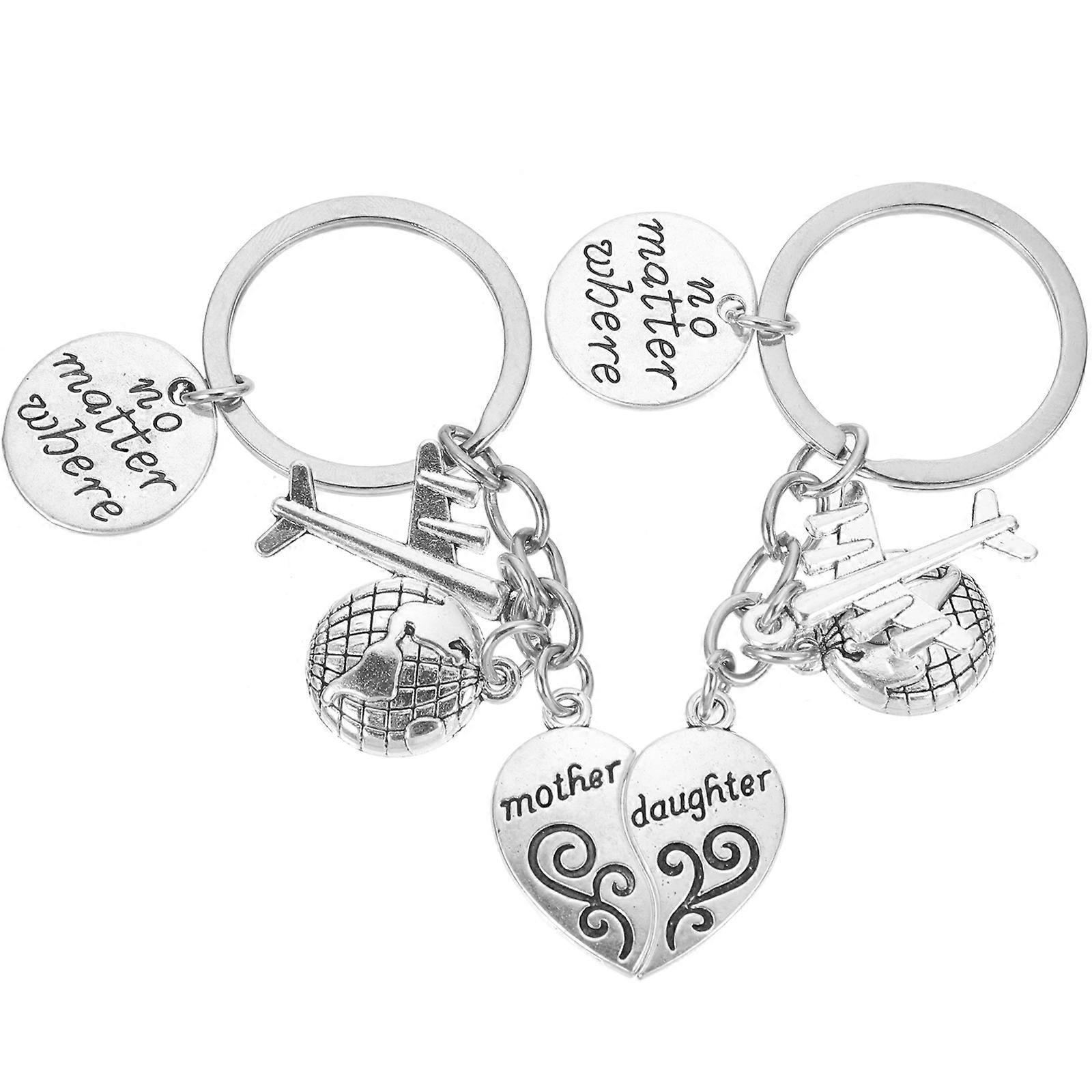 Alloy Key Chain Pendant for Backpack and Keyring Silver Hanging Decor 1 Pair