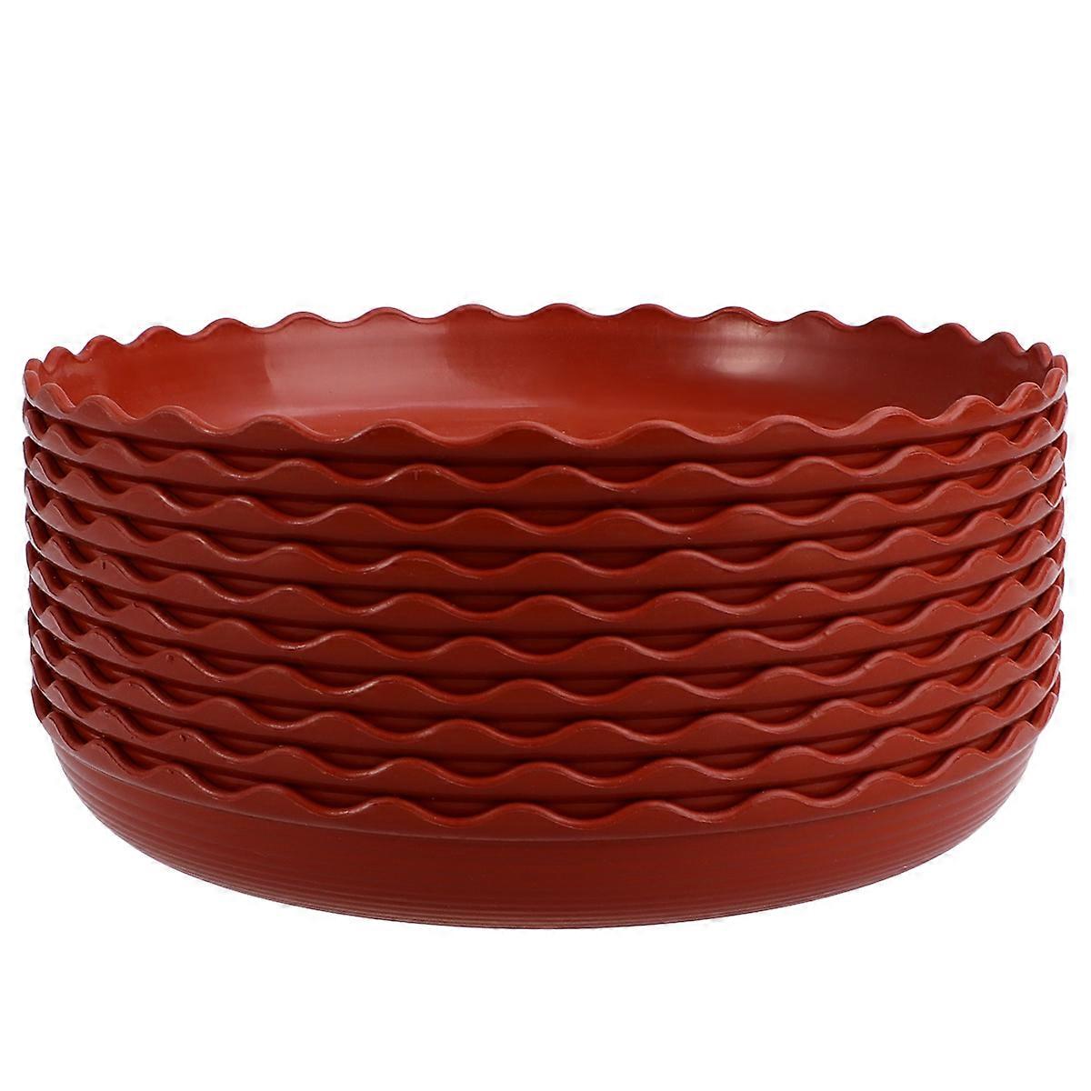 Plastic Plant Pot Drip Tray Saucer Shape Sturdy Sun Resistant Surface Protection for Flowerpots Garden Balcony Red