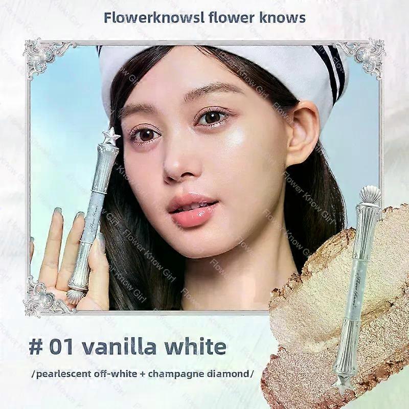 Flower Knows Shell s Jewel Dual-Ended Highlighting Stick Eyeliner Pencil Pearlescent Diamond Long-Lasting Smooth High Gloss