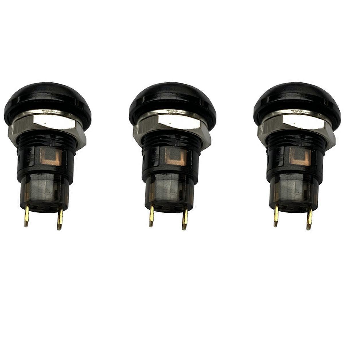 3X On-Off Latching Waterproof 12mm Push Button Switch SPST 2A IP67, Black