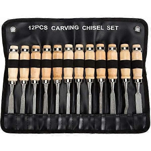 Professional Wood Chisel Set - 12 pcs Sharp Woodworking Tools with Carrying Case - Perfect Wood Carving Kit for Beginners
