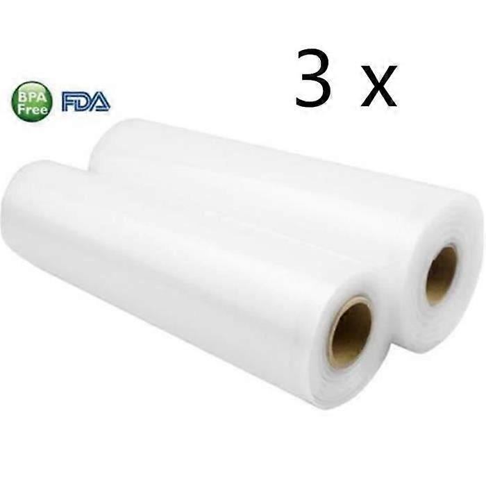 3 Embossed Vacuum Rolls for Vacuum Sealer Machine 20 cm X 5 meters BPA Free Safety Vacuum Film Roll Bag