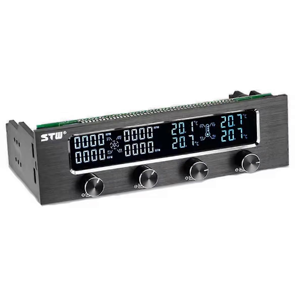 Multi-Function PC CPU 4 Channel Fan Controller Speed Control Adjuster LCD Cooling Front Panel