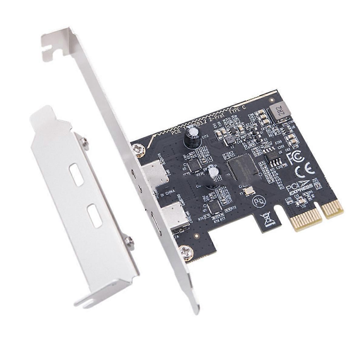 PCIE to Dual Type-C Expansion Card PCI-E to USB 3.2 GEN1 5Gbps Adapter Card Riser ASM1042 Chip for Win10/8/7