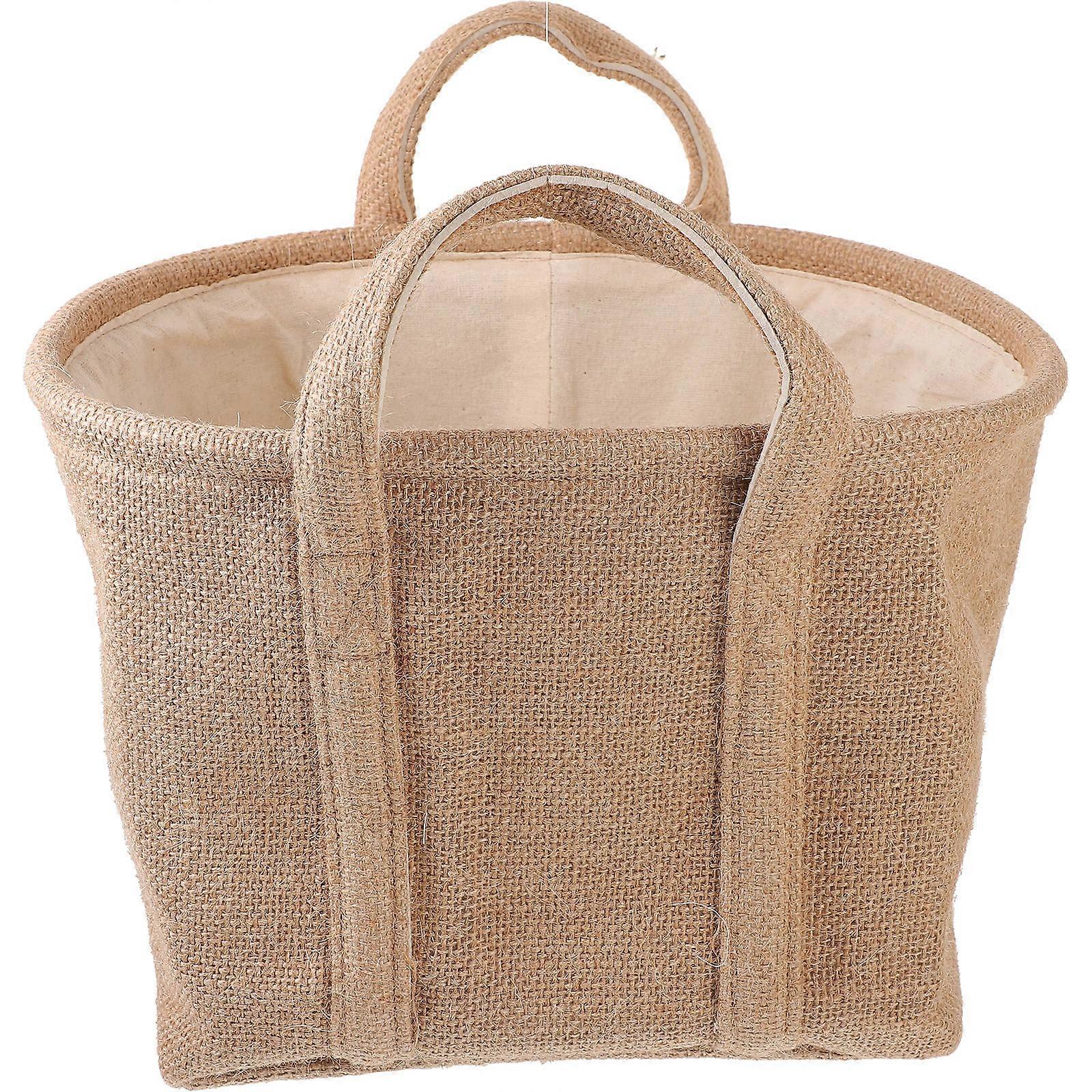 Foldable Jute Storage Basket Linen Laundry Organizer With Handles For Books Clothes Stylish And Sturdy Storage