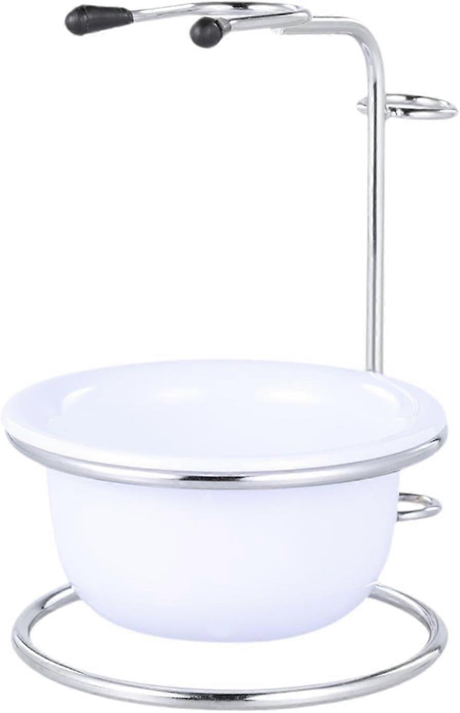 Stainless Steel Shaving Soap Bowl With Stand, Metal Shaving Mug For Wet Shaving, White