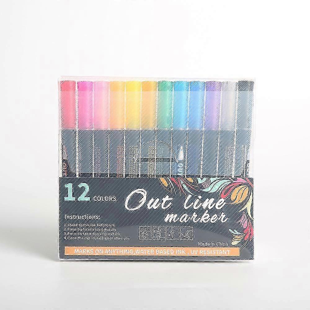 Metallic Outline Pens for Coloring - Vibrant Lightstick Graffiti Pens for Creative Art Projects
