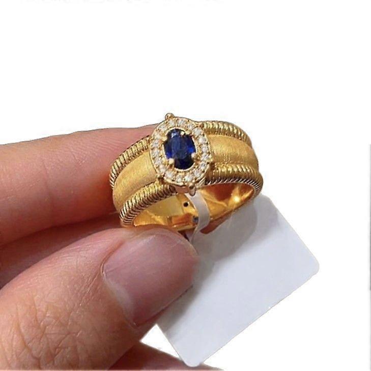 Vintage Dome Ring, Brushed Beaded Edge Adjustable Open Band with Cubic Zirconia for Women
