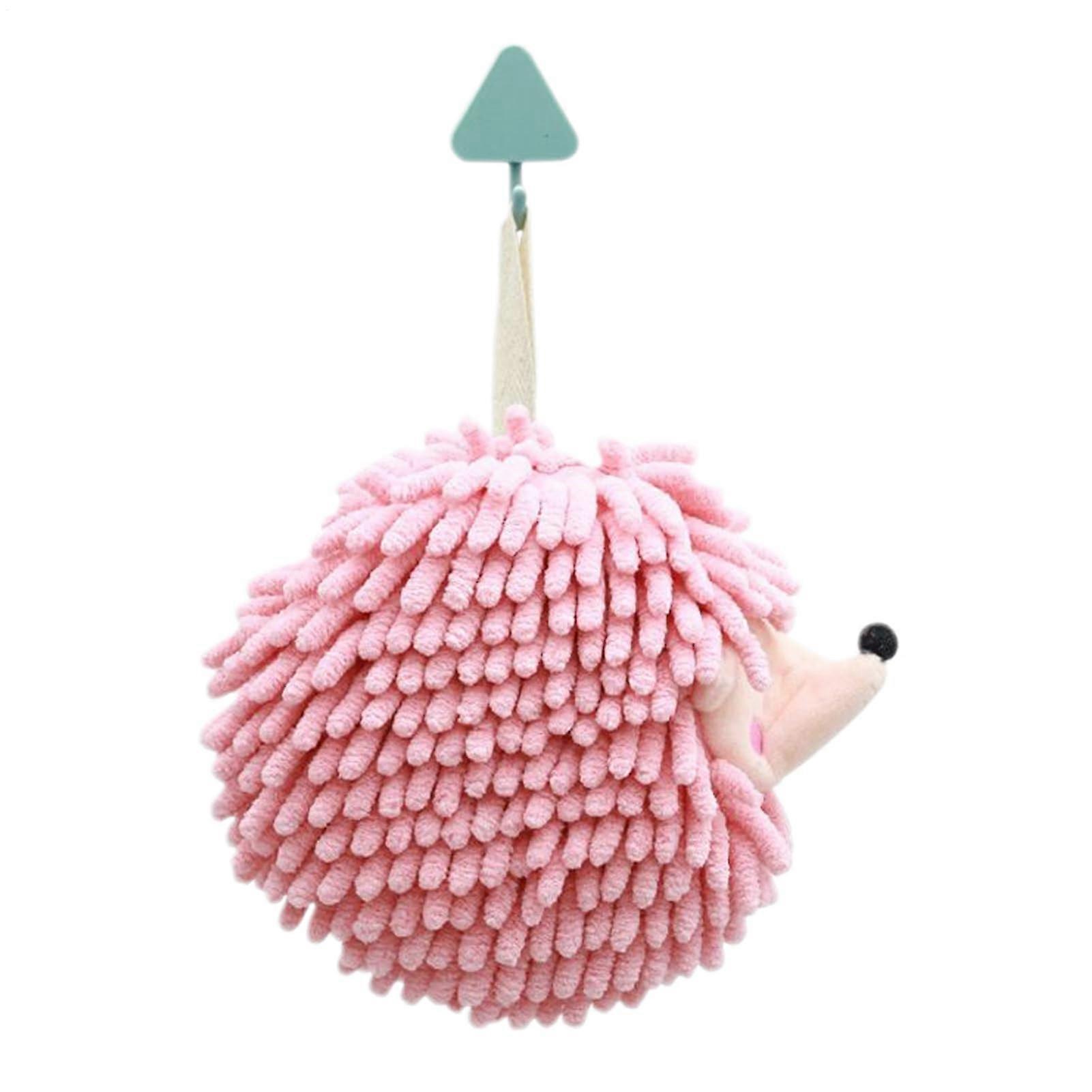 Hand Towel Fuzzy Ball Chenille Absorbent Wash Cloths With Loop Hedgehog Decorative Pink Bathroom Countertop Shower