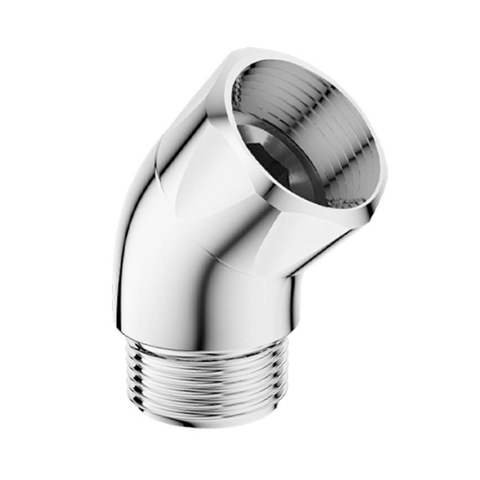 Shower Head Elbow Adapter Solid Brass 135-Degree G1/2 Inch Extension Arm Connector Chrome-Plated Silver