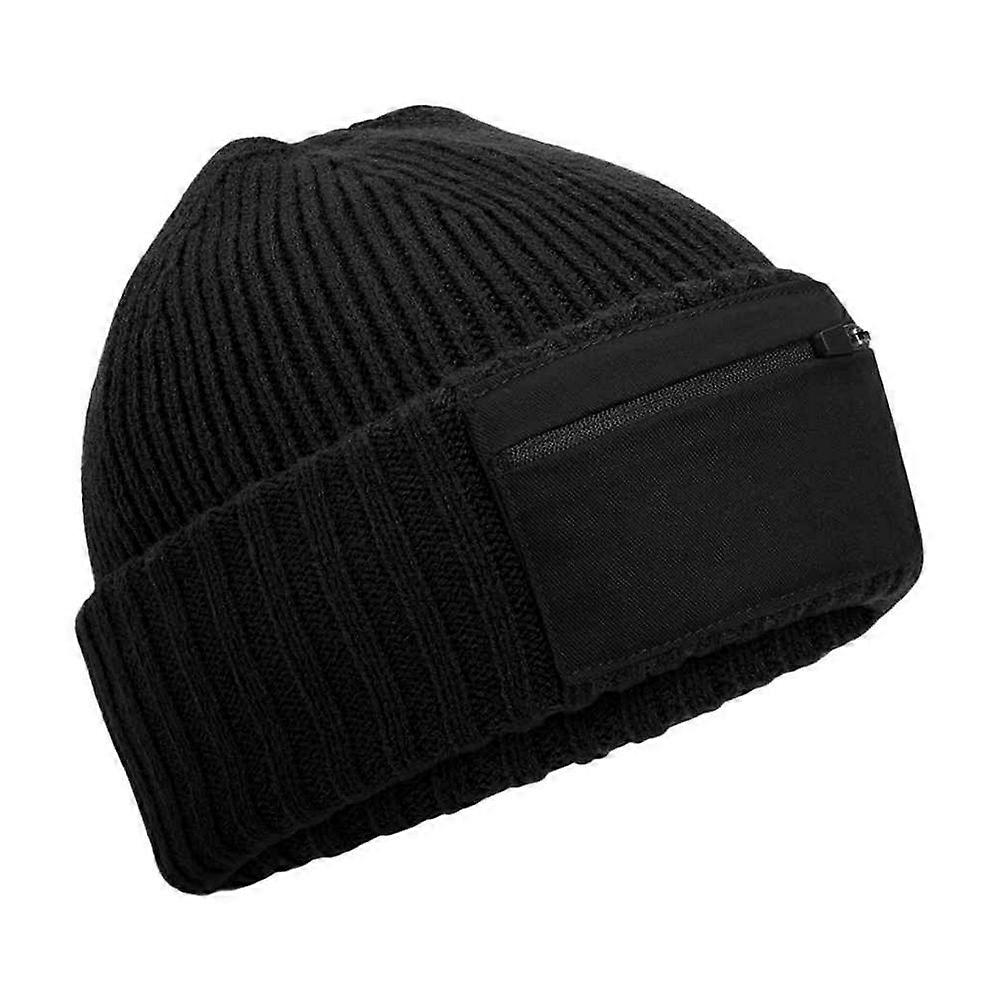 Beechfield Beanie mit Reißverschluss und Patch