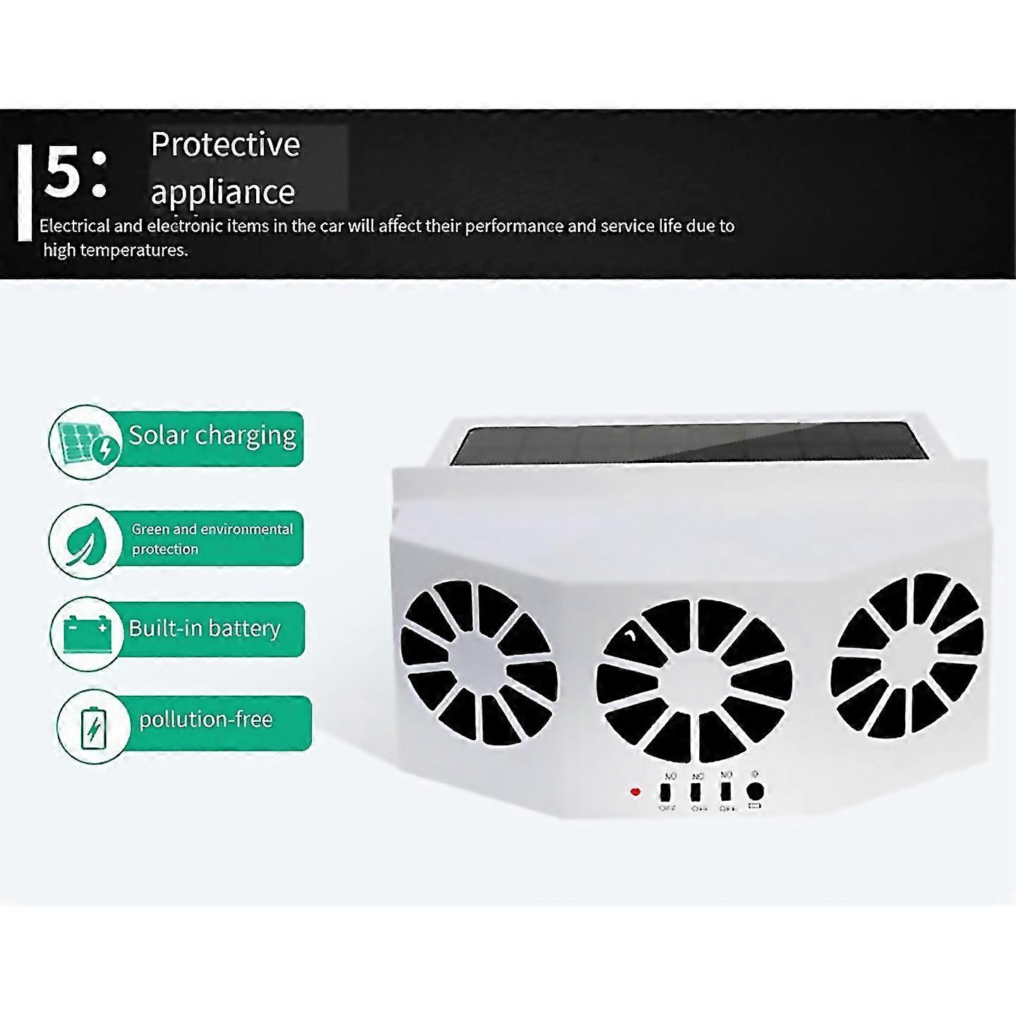 Für Auto Lüftung Lüfter Solar Charging Auto Fan Heater Lüfter für Auto Weiß
