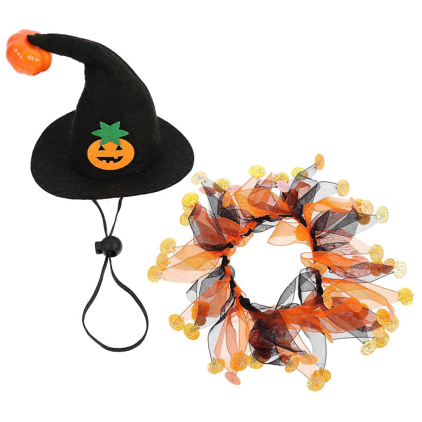 Cat Halloween Costume Decorative Pet Hat and Scarf 1Set for Parties