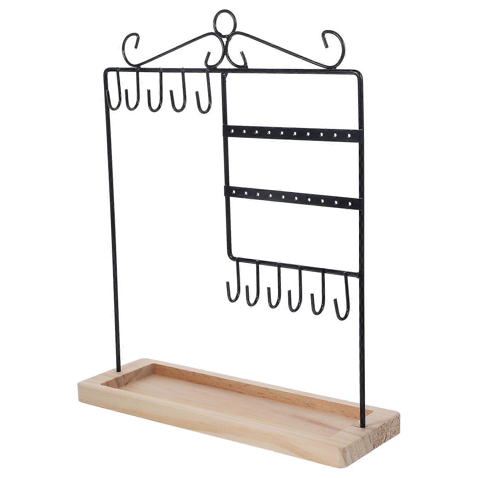 Wood and Iron Jewelry Display Stand for Earrings 3Pcs Display Rack