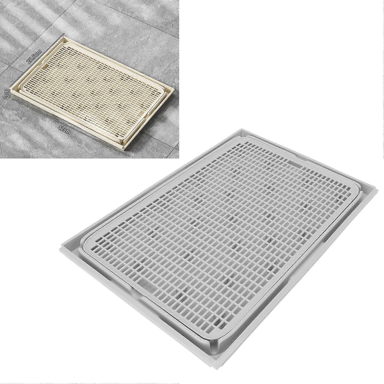 Spacious Double Layer Cat Litter Mat 41x28x2cm Light Gray