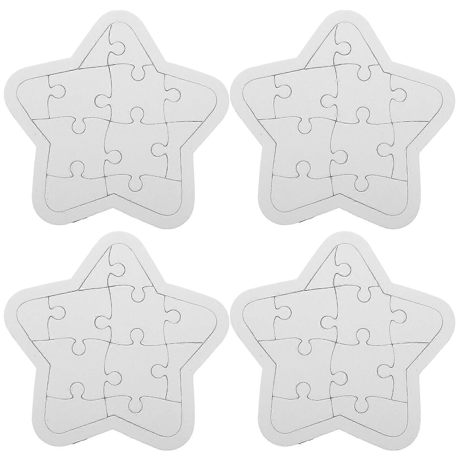 DIY Crafts Puzzle Pieces White Blank Puzzle Sheets 4 for Kids