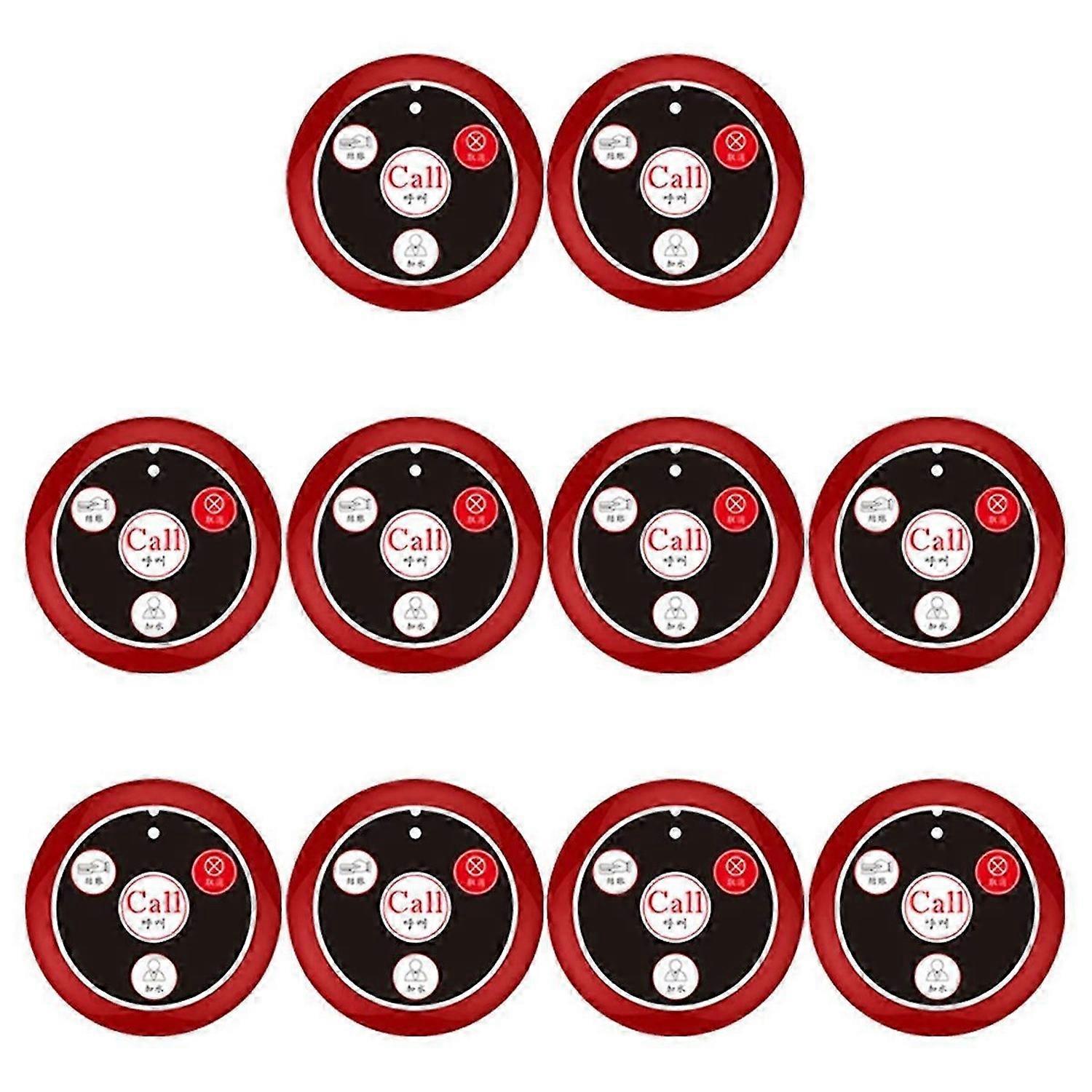 10PCS Call Button Wireless Pager Waiter Calling System Red