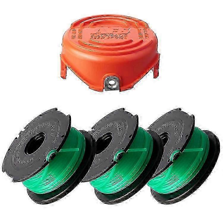 1 Spool Cap + 3 Replacement Spool Compatible For Black & Decker GH3000 / GH3000R / LST540 / LST540B Lawn Mower Spare Part, S