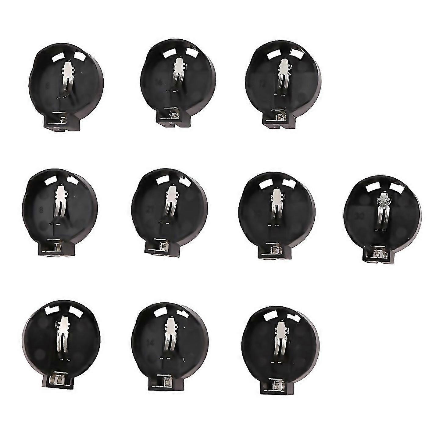 For 10pcs Round Button Battery Holder Case For Cr2032 2016 2025 Black