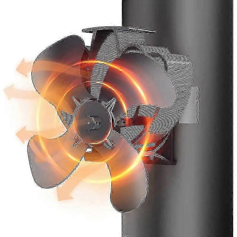 Wood Stove Fan, 4 Blades Silent Fireplace Fan, Fixed On Pipe, Stove Fan For Fireplacewood Stovegaspellet Stove, With 2 Magnets And 1 Spare Ring