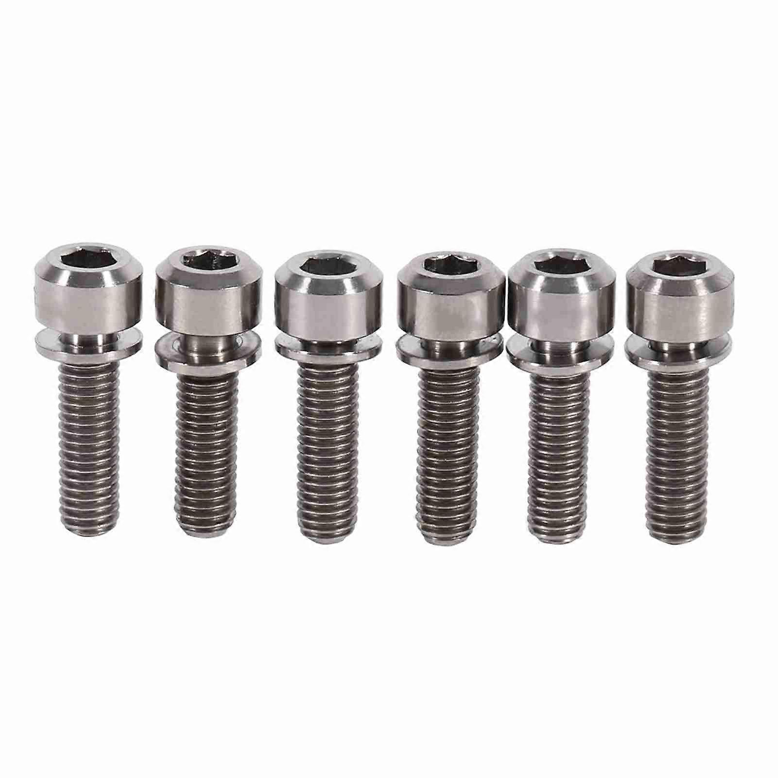 6 Pieces Mountain Bike M5 x 18mm Titanium Stem Bolts Screw With Washer(titanium)