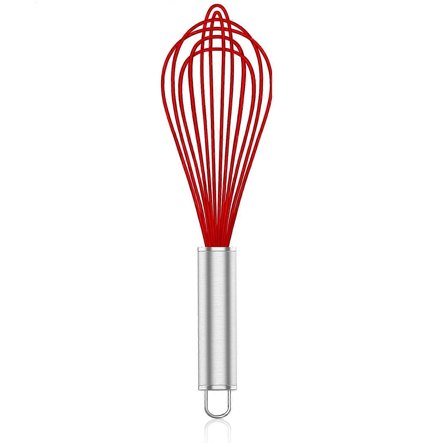 Silicone Whisk 1/2/3 Pack - Non-Scratch Stainless Steel & Silicone Wisk Set for Nonstick Cookware