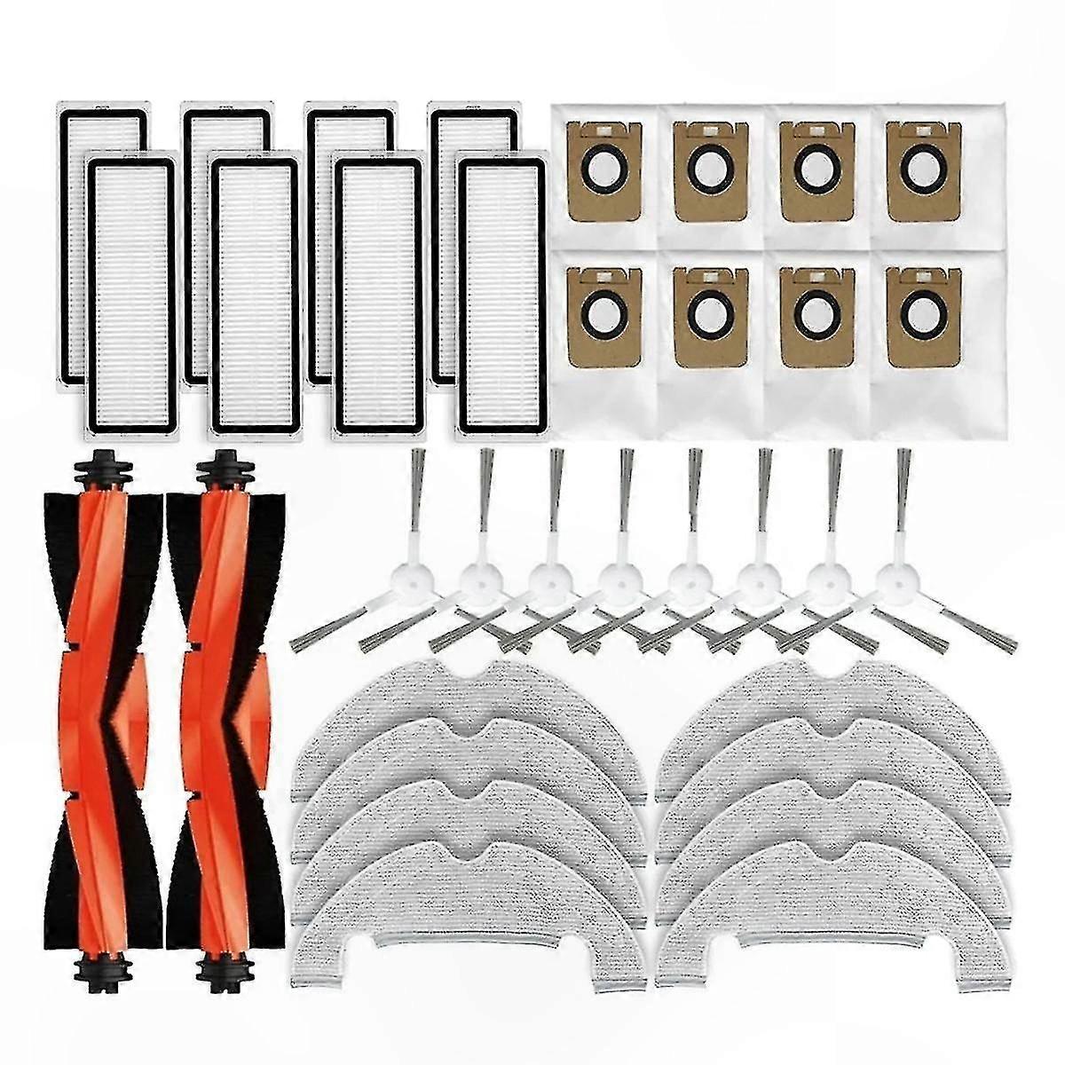 Replacement Parts for Robot Vacuum Models D10 Plus, Z10 Pro, L10 Plus - Main Side Brush, HEPA Filter, and Mop Pad