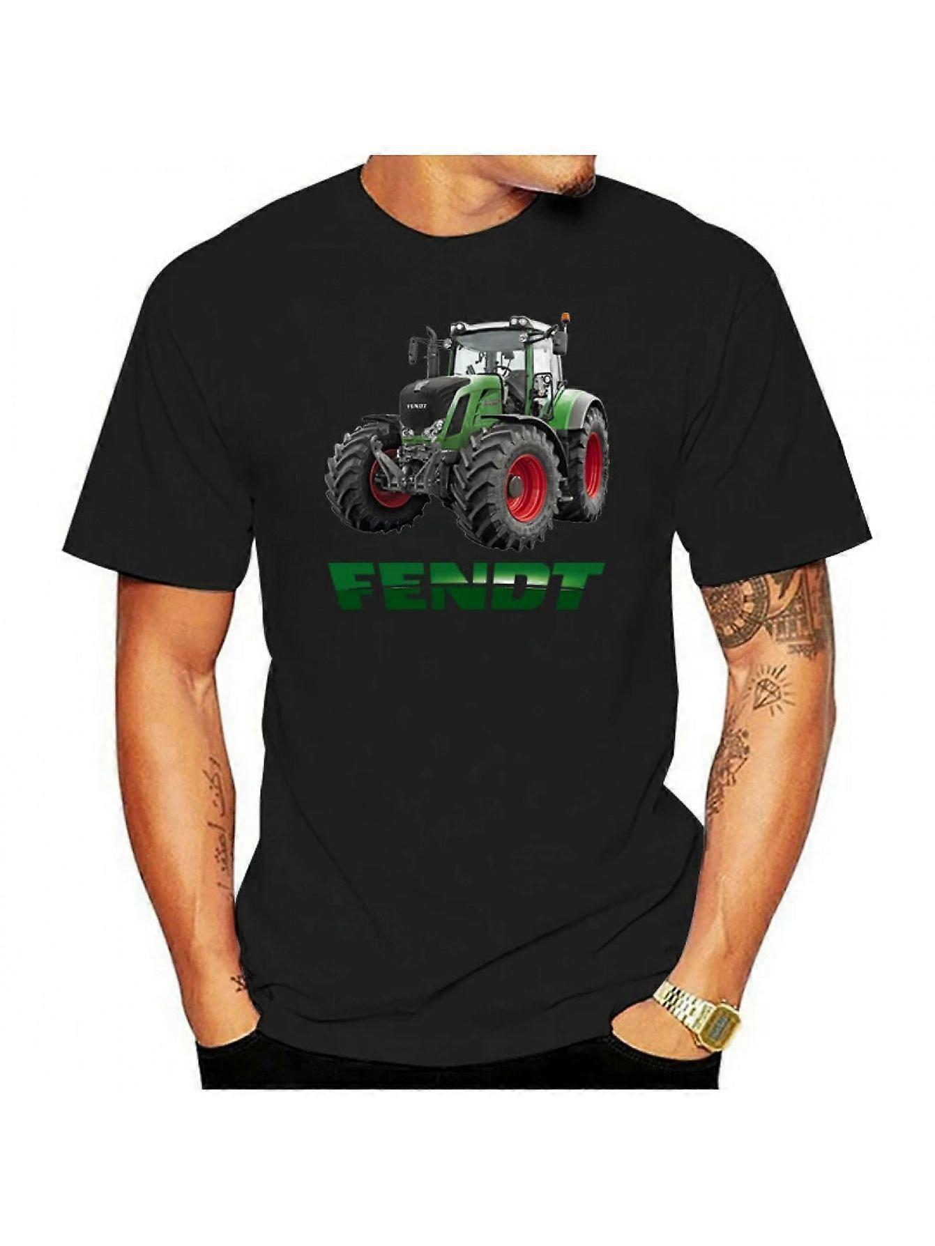 בגדי ריקוד גברים חולצת טריקו גראפית רטרו - לבן שרוולים קצרים כותנה טישרט עם ירוק הדפס טרקטור, יום יומי גזרה משוחררת חולצת קיץ ל מבוגרים-DADGJ107