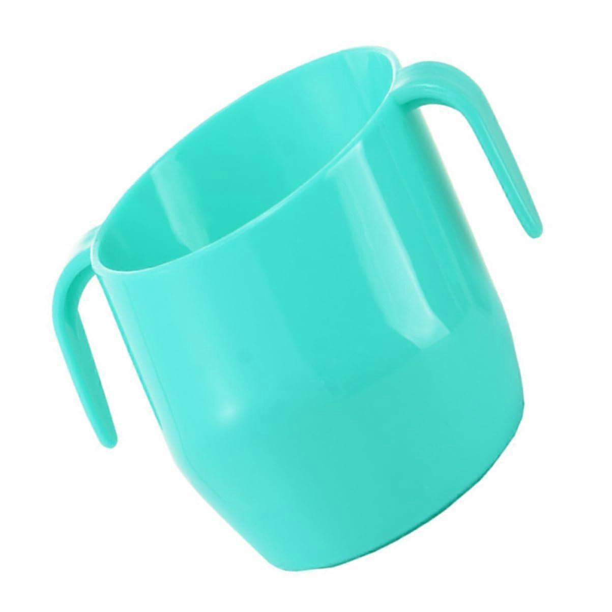 Training Cup Double Handles Ergonomic Slanted Drinking Design Portable Green Water Cup 1 Piece