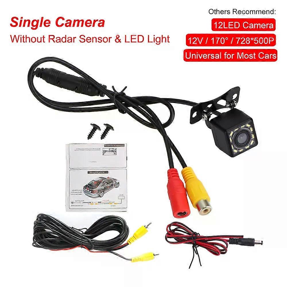 12V Car PDC 3 In 1 Rear View Camera Parking Sensor Radar Set License Plate Lights Distance Control Parktronic System Universal