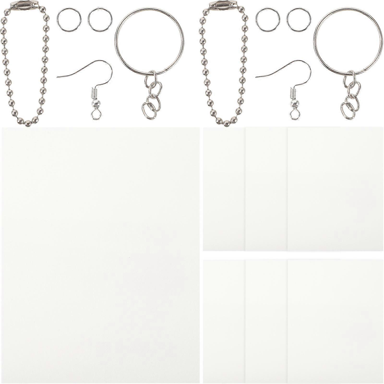 DIY Keychains Kit with Heat Shrink Function for 5Sets Silver Paper