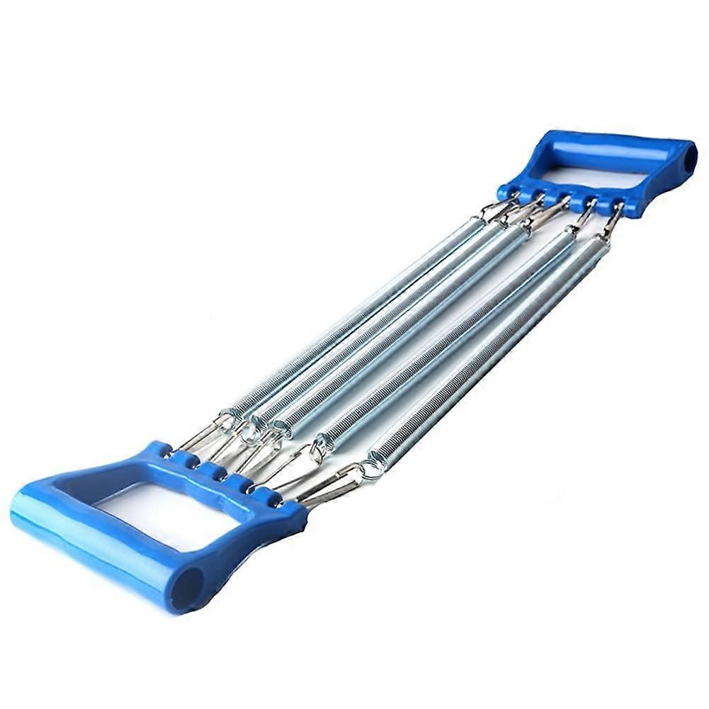 Chest Expander Hand Gripper 5 Springs Wooden Handle Adjustable Spring Tensioner Blue