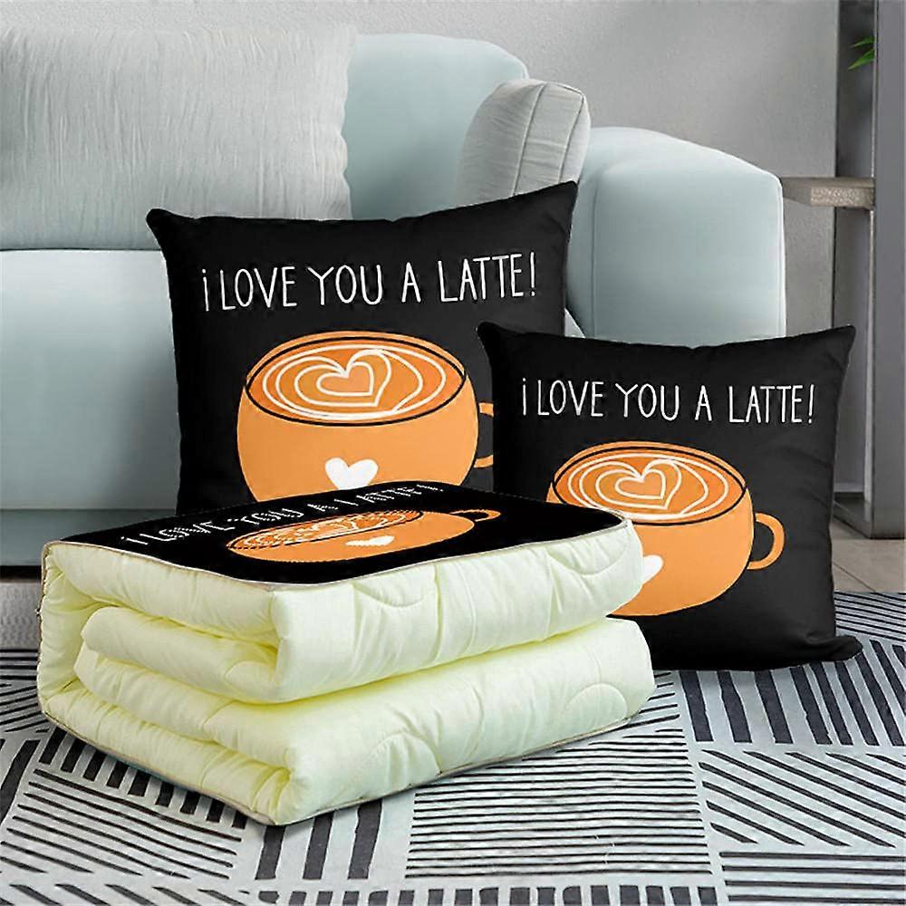 Travel Blanket Throw Pillow 2 In 1 Cushion Blanket, Airplane Blanket, Car Office Home Use, Coffee Cup
