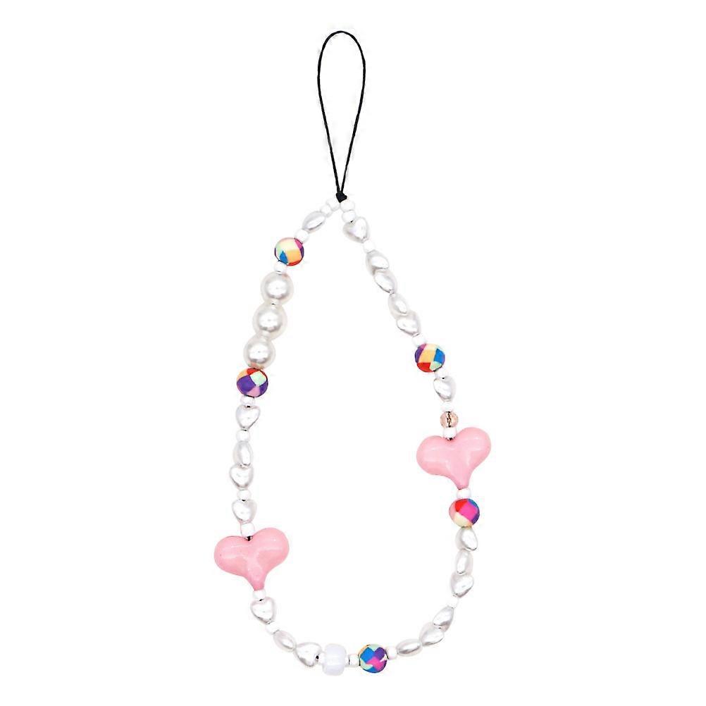 Multi-Function Phone Lanyard Hand Wrist Strap Heart Beads
